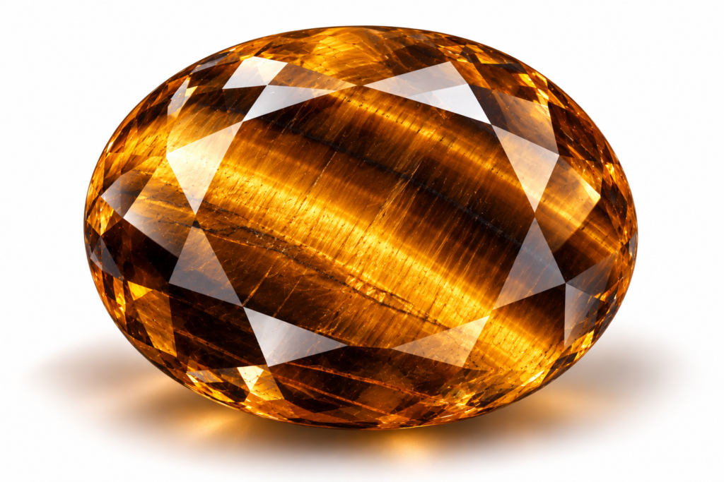 faceted golden tiger’s eye gemstone