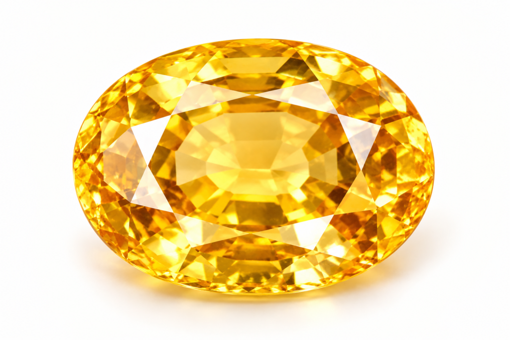 golden oval faceted gemstone