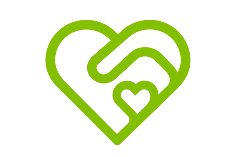 lime green heart handshake icon