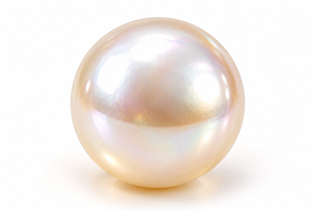 lustrous iridescent pearl on white