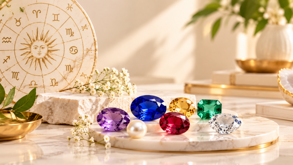 luxurious gemstone consultation still life