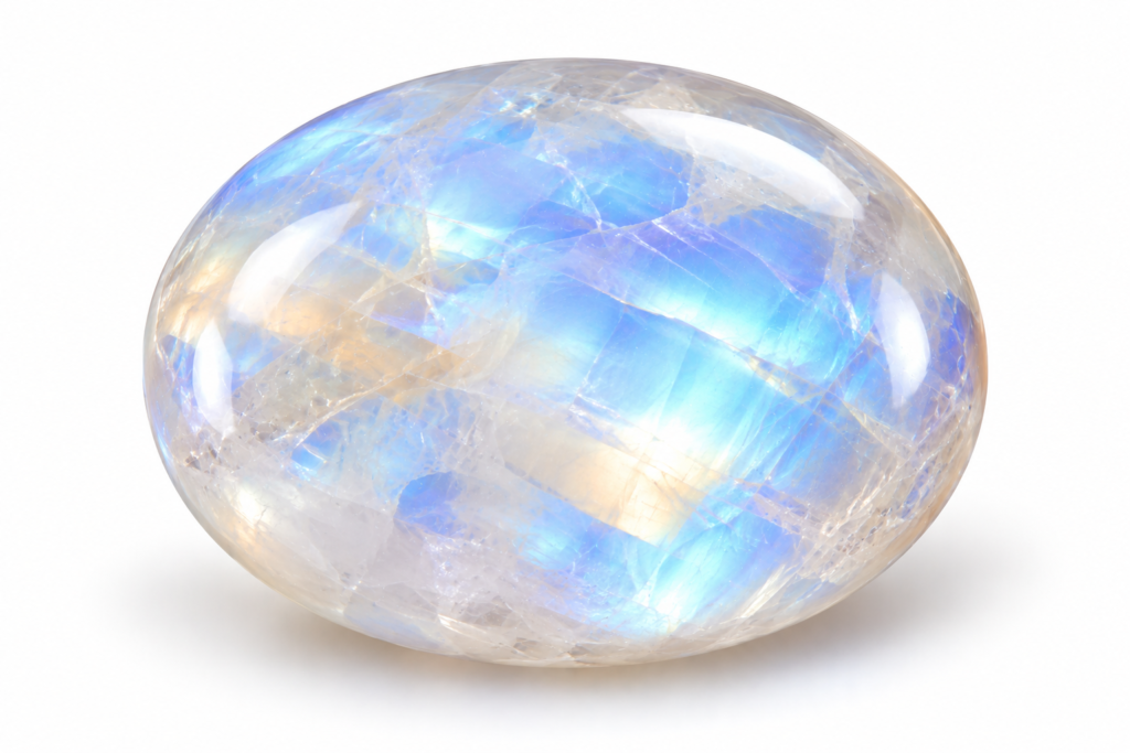 polished blue moonstone gemstone