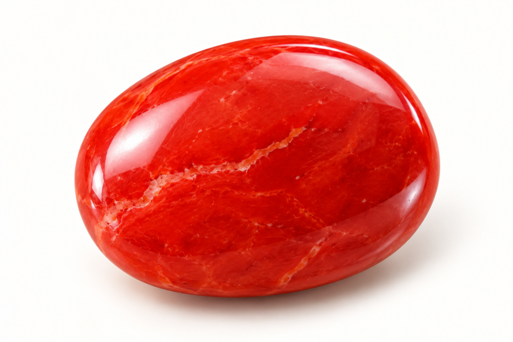 polished red coral cabochon
